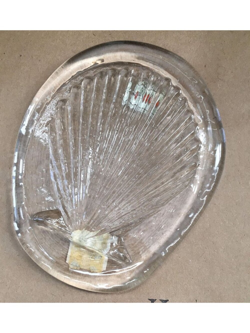 Blenko Clear Glass Paperweight Seashell Beach Original Label - Picture 1 of 5